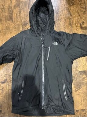 The North Face Black Hooded Raincoat with Zip Pockets size M
